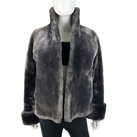 Vintage Kerrybrooke 50s Coat Womens L Gray Fur Sears Roebuck Plush Winter Warm - Picture 2 of 15
